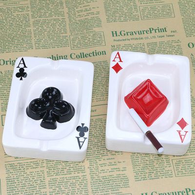 新款创意陶瓷烟灰缸 扑克牌造型烟缸 十元店货源日用百货批发